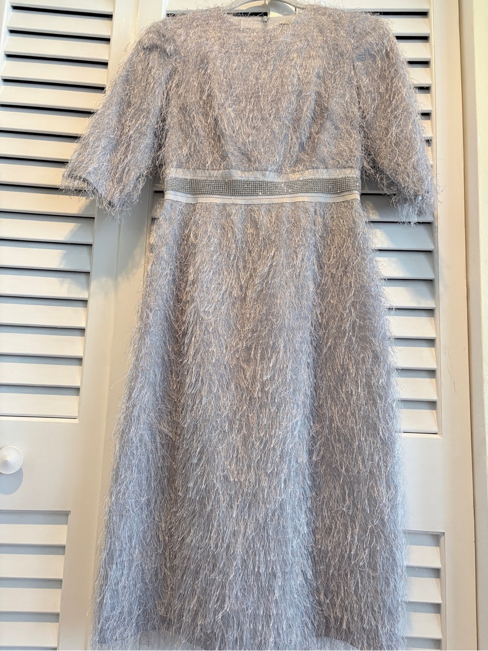 Lev Milano New York dress mother of the bride groom wedding guest, gray fringe S - Picture 9 of 12